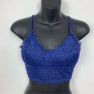 Womens Blue Lace Bralette